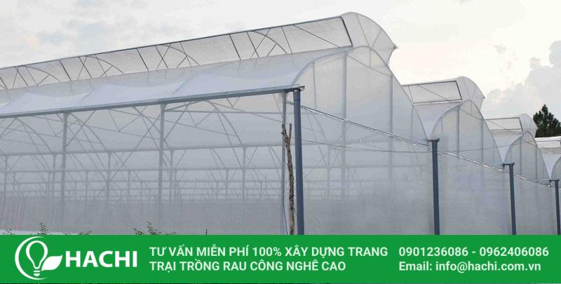 Bản vẽ thiết kế nhà màng 2 cửa mái ứng dụng trong thực tế